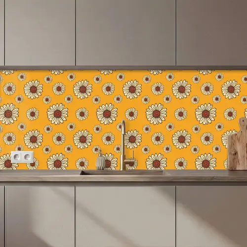 Patronen - Vintage - Bloemen - Geel keuken achterwand 2 middel 871 zz_3dshopping