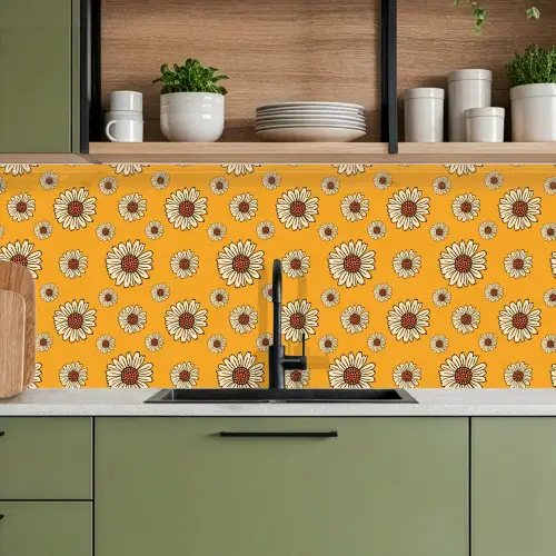 Patronen - Vintage - Bloemen - Geel keuken achterwand 2 middel 871 -sfeer3