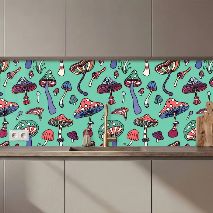 Patronen - Vintage - Paddenstoelen - Natuur keuken achterwand 2 middel 871 zz_3dshopping