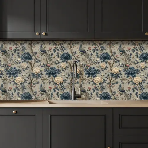 Pauw - Bloemen - Blauw keuken achterwand 2 middel 871 -sfeer1