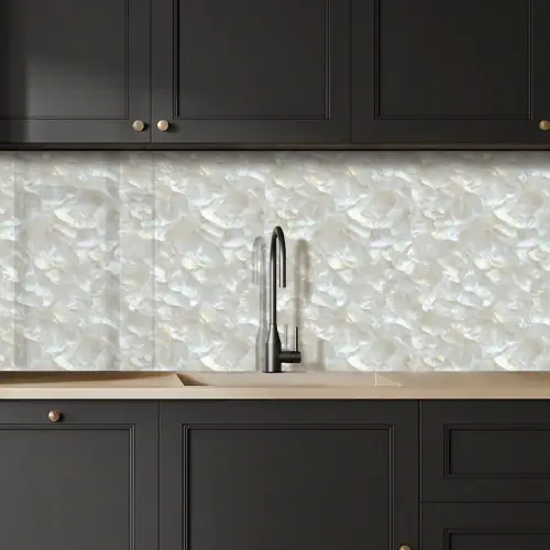 Parelmoerglans - Wit - Schelp keuken achterwand 2 middel 871 -sfeer1