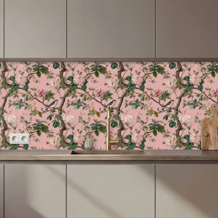 Pioenrozen - Botanisch - Vogel keuken achterwand 2 middel 871 zz_3dshopping