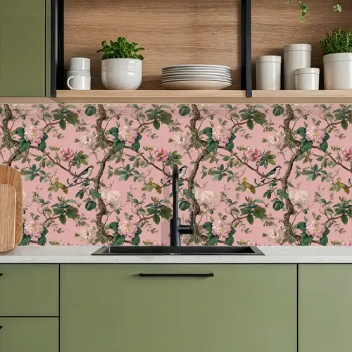 Pioenrozen - Botanisch - Vogel keuken achterwand 2 middel 871 -sfeer3