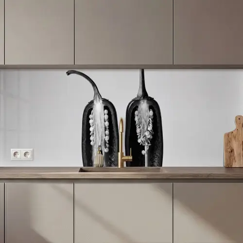 Pepers - Zwart - Wit - Zaadlijsten keuken achterwand 2 middel zz_3dshopping