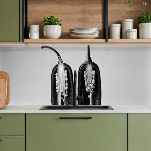 Pepers - Zwart - Wit - Zaadlijsten keuken achterwand 2 middel -sfeer3