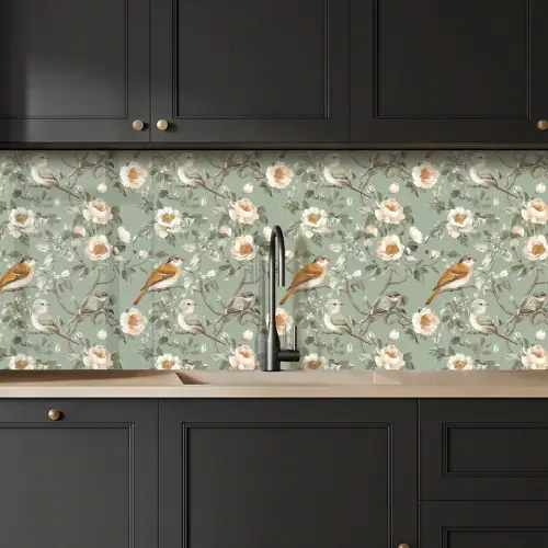 Roze - Vogels - Kleurrijk keuken achterwand 2 middel 871 -sfeer1