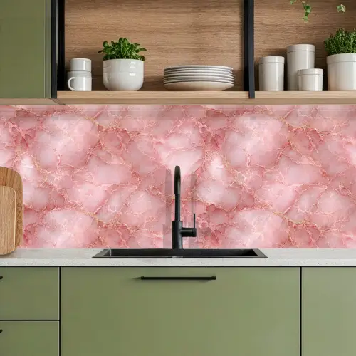 Roze - Kwarts - Goud - Marmer keuken achterwand 2 middel 871 -sfeer3