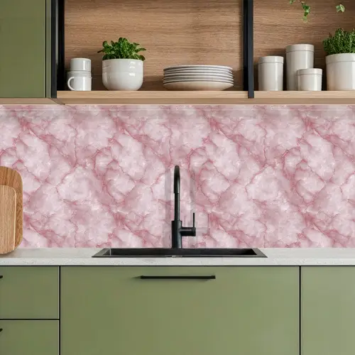 Roze - Kwartsmarmer - Aders keuken achterwand 2 middel 871 -sfeer3