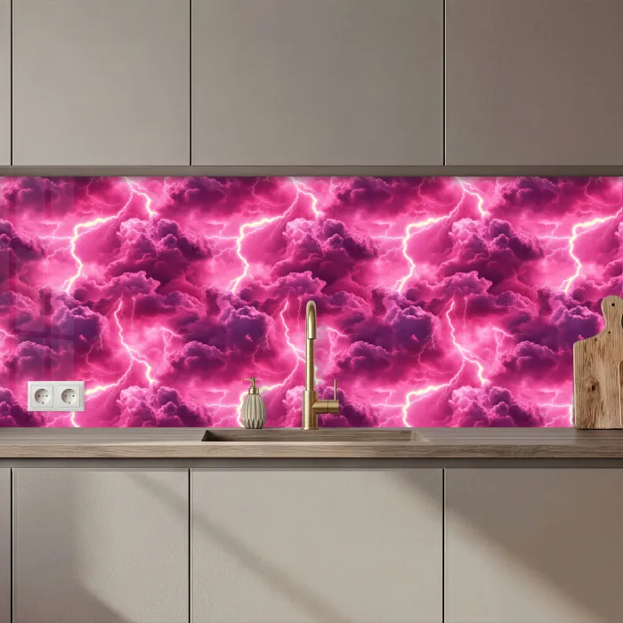 Roze - Onweer - Wolken keuken achterwand 2 middel 871 zz_3dshopping