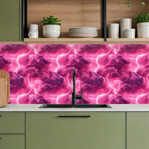 Roze - Onweer - Wolken keuken achterwand 2 middel 871 -sfeer3