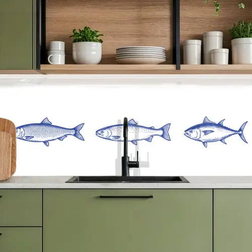 Vissen - Blauw - Wit keuken achterwand 2 middel -sfeer3