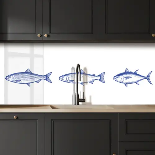 Vissen - Blauw - Wit keuken achterwand 2 middel -sfeer1