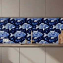 Vissen - Bloemen - Blauw keuken achterwand 2 middel 871 zz_3dshopping