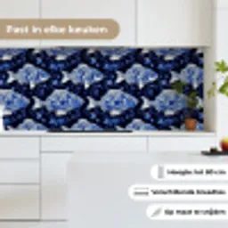 Vissen - Bloemen - Blauw keuken achterwand 2 middel 871 -sfeer4_NL