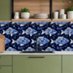 Vissen - Bloemen - Blauw keuken achterwand 2 middel 871 -sfeer3