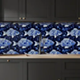 Vissen - Bloemen - Blauw keuken achterwand 2 middel 871 -sfeer1