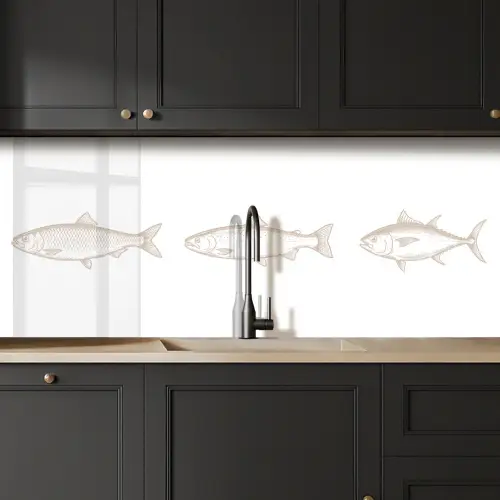 Vissen - Wit - Beige keuken achterwand 2 middel -sfeer1