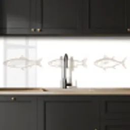 Vissen - Wit - Beige keuken achterwand 2 middel -sfeer1