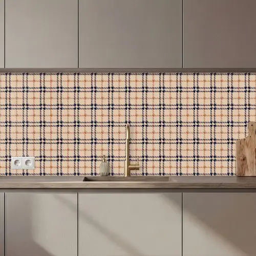 Plaid - Patroon - Beige - Zwart keuken achterwand 2 middel 871 zz_3dshopping