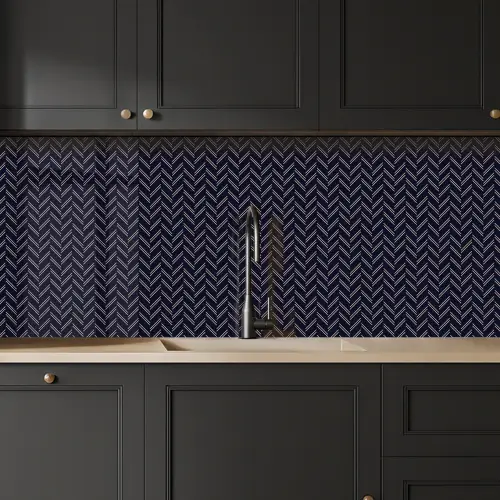 Plaid - Patroon - Visgraad - Blauw keuken achterwand 2 middel 871 -sfeer1