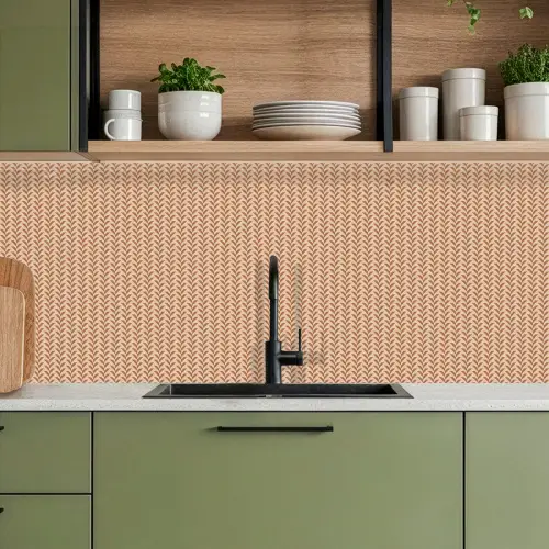 Plaid - Patroon - Bladvorm - Bruin keuken achterwand 2 middel 871 -sfeer3