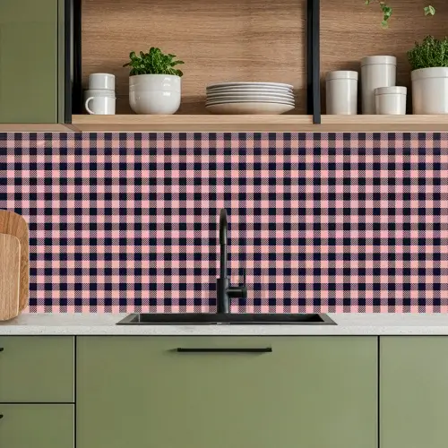 Plaid - Patroon - Roze - Zwart keuken achterwand 2 middel 871 -sfeer3