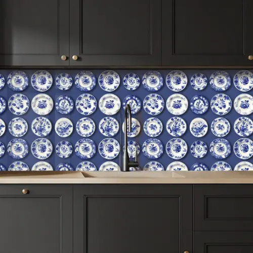 Borden - Floraal - Blauw keuken achterwand 2 middel 871 -sfeer1
