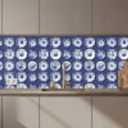 Borden - Floraal - Blauw keuken achterwand 2 middel 871 zz_3dshopping