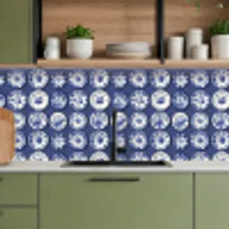 Borden - Floraal - Blauw keuken achterwand 2 middel 871 -sfeer3