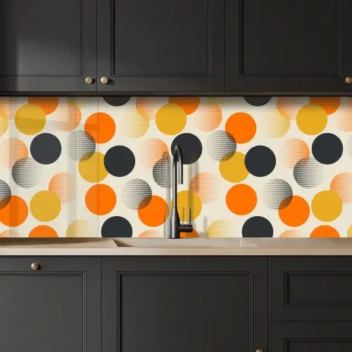 Polkadot - Design - Retro - Oranje keuken achterwand 2 middel 871 -sfeer1