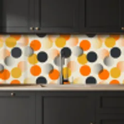 Polkadot - Design - Retro - Oranje keuken achterwand 2 middel 871 -sfeer1