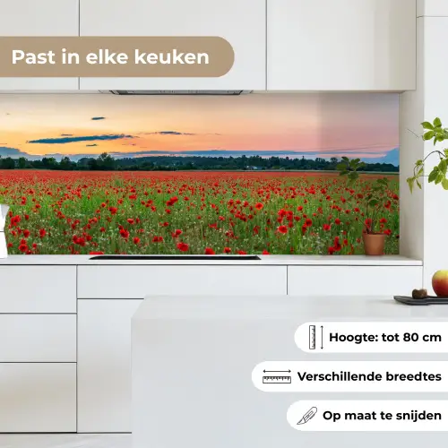 Klaprozen - Landschap - Rood - Bloemen keuken achterwand 2 middel -sfeer4_NL