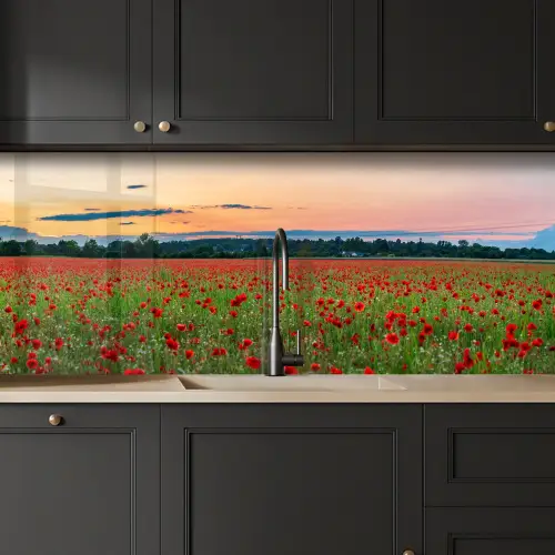Klaprozen - Landschap - Rood - Bloemen keuken achterwand 2 middel -sfeer1