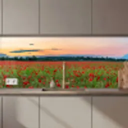 Klaprozen - Landschap - Rood - Bloemen keuken achterwand 2 middel zz_3dshopping
