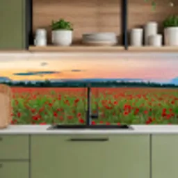 Klaprozen - Landschap - Rood - Bloemen keuken achterwand 2 middel -sfeer3