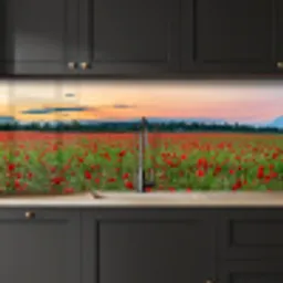 Klaprozen - Landschap - Rood - Bloemen keuken achterwand 2 middel -sfeer1