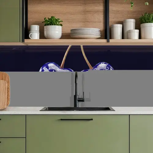 Porselein- Kersen - Delfts - Blauw keuken achterwand 2 middel -sfeer3