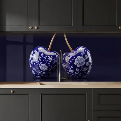 Porselein- Kersen - Delfts - Blauw keuken achterwand 2 middel -sfeer1