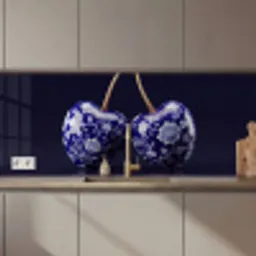 Porselein- Kersen - Delfts - Blauw keuken achterwand 2 middel zz_3dshopping