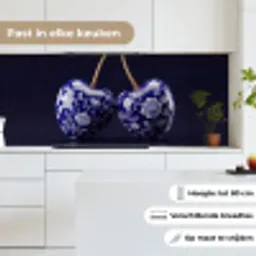 Porselein- Kersen - Delfts - Blauw keuken achterwand 2 middel -sfeer4_NL