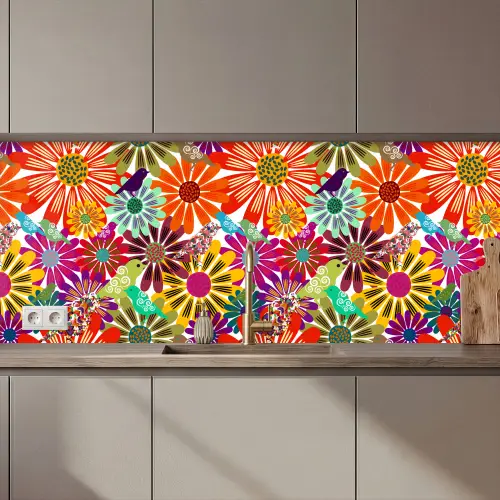 Regenboog - Bloemen - Patronen - Hippie keuken achterwand 2 middel 871 zz_3dshopping