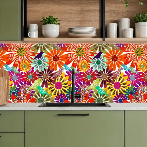 Regenboog - Bloemen - Patronen - Hippie keuken achterwand 2 middel 871 -sfeer3