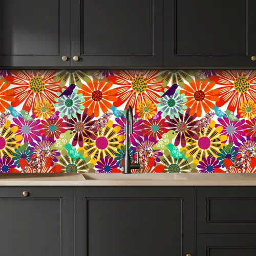 Regenboog - Bloemen - Patronen - Hippie keuken achterwand 2 middel 871 -sfeer1
