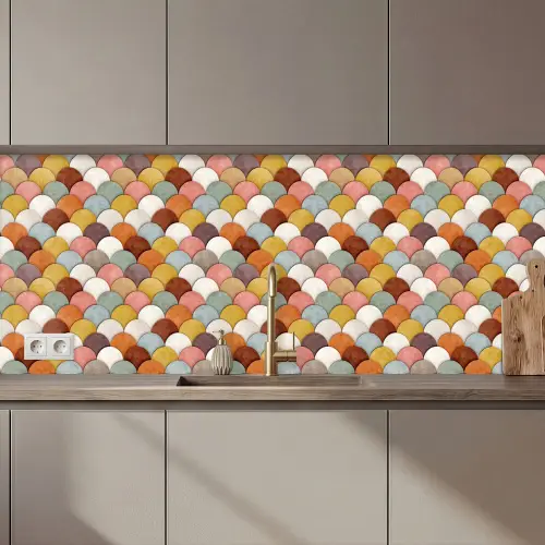 Regenboog - Schubben - Aardetinten keuken achterwand 2 middel 871 zz_3dshopping