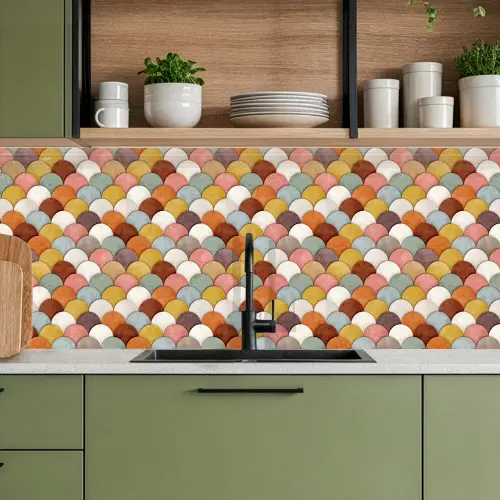 Regenboog - Schubben - Aardetinten keuken achterwand 2 middel 871 -sfeer3
