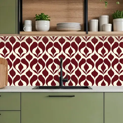 Rood - Druppelpatroon - Grafisch keuken achterwand 2 middel 871 -sfeer3