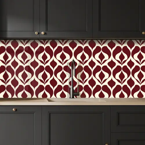 Rood - Druppelpatroon - Grafisch keuken achterwand 2 middel 871 -sfeer1