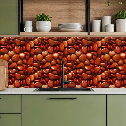 Rode - Glans -Stenen keuken achterwand 2 middel 871 -sfeer3