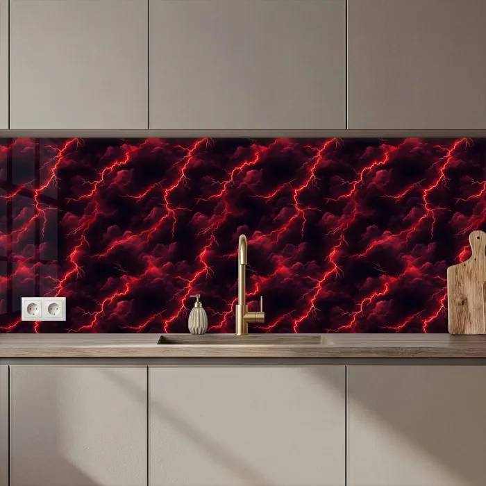 Rood - Onweer - Bliksem - Wolken keuken achterwand 2 middel 871 zz_3dshopping