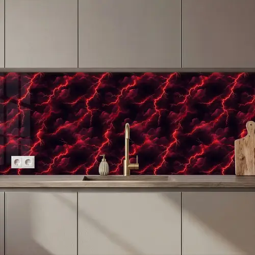 Rood - Onweer - Bliksem - Wolken keuken achterwand 2 middel 871 zz_3dshopping